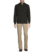 Roundtree & Yorke Long Sleeve Textured Cable Knit Solid Quarter-Zip Sweater