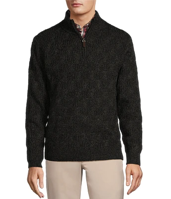 Roundtree & Yorke Long Sleeve Textured Cable Knit Solid Quarter-Zip Sweater