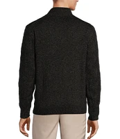 Roundtree & Yorke Long Sleeve Textured Cable Knit Solid Quarter-Zip Sweater