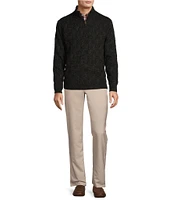 Roundtree & Yorke Long Sleeve Textured Cable Knit Solid Quarter-Zip Sweater