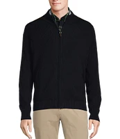 Roundtree & Yorke Long Sleeve Textured Solid Full-Zip Sweater