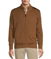 Roundtree & Yorke Long Sleeve Textured Solid Full-Zip Sweater