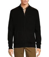 Roundtree & Yorke Long Sleeve Textured Solid Full-Zip Sweater