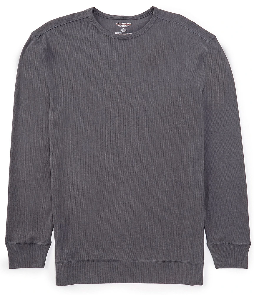 Roundtree & Yorke Long Sleeve Waffle-Knit Sleep T-Shirt