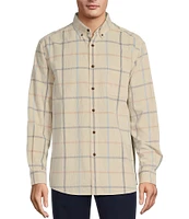 Roundtree & Yorke Long Sleeve Windowpane Plaid Corduroy Sport Shirt