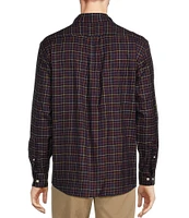 Roundtree & Yorke Long Sleeve Windowpane Plaid Oxford Sport Shirt