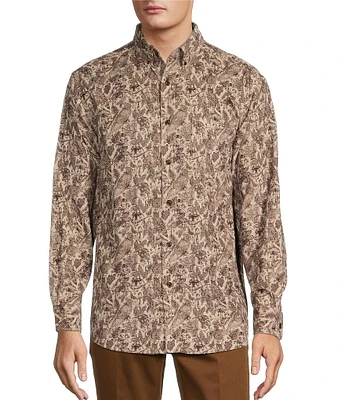 Roundtree & Yorke Long Sleeve Woodland Print Corduroy Sport Shirt