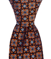 Roundtree & Yorke Mays Stars Medallion 3 3/8#double; Woven Silk Tie