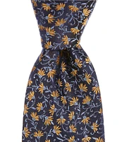 Roundtree & Yorke Micro Flowers 3 1/8#double; Woven Silk Tie