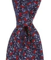 Roundtree & Yorke Micro Flowers 3 1/8#double; Woven Silk Tie