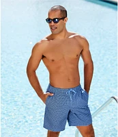 Roundtree & Yorke Mini Geo 8#double; Inseam Swim Trunks