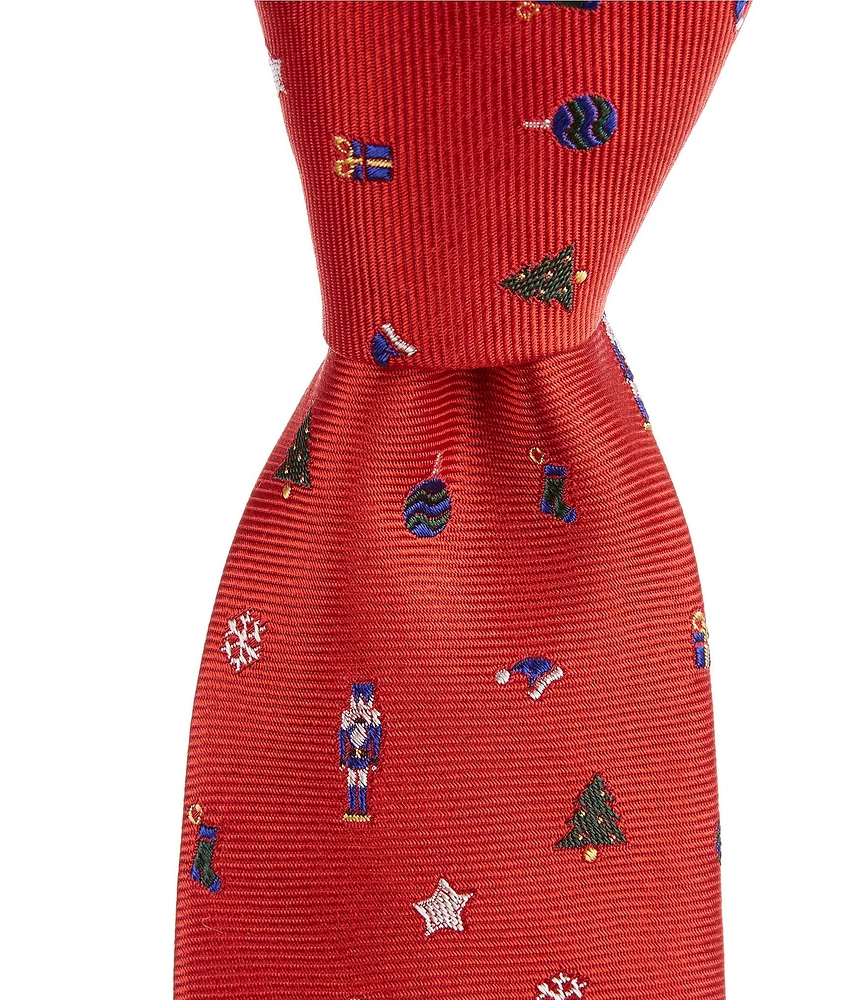 Roundtree & Yorke Mixed Holiday Motif 3 1/8#double; Woven Silk Tie