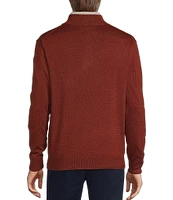 Roundtree & Yorke Mock Neck Long Sleeve Solid Quarter-Zip Sweater Pullover