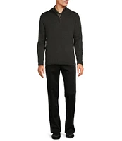 Roundtree & Yorke Mock Neck Long Sleeve Solid Quarter-Zip Sweater Pullover