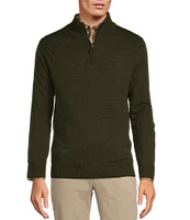 Roundtree & Yorke Mock Neck Long Sleeve Solid Quarter-Zip Sweater Pullover