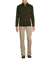 Roundtree & Yorke Mock Neck Long Sleeve Solid Quarter-Zip Sweater Pullover