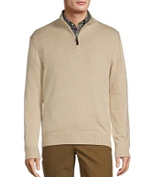 Roundtree & Yorke Mock Neck Long Sleeve Solid Quarter-Zip Sweater Pullover