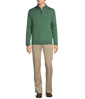 Roundtree & Yorke Mock Neck Long Sleeve Solid Quarter-Zip Sweater Pullover