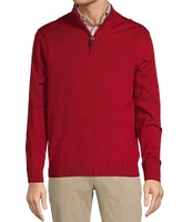 Roundtree & Yorke Mock Neck Long Sleeve Solid Quarter-Zip Sweater Pullover