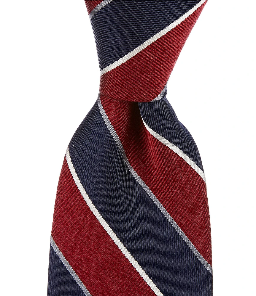 Roundtree & Yorke Outlined Bar Stripe 2 3/4#double; Silk Tie