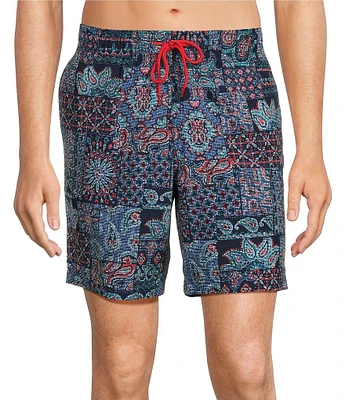 Roundtree & Yorke Paisley Multicolor 8#double; Inseam Swim Trunks