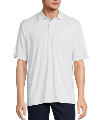 Roundtree & Yorke Performance Big &Tall The Fairway Short Sleeve Geometric Print Polo Shirt