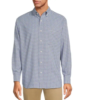 Roundtree & Yorke Performance Long Sleeve Chambray Checked Sport Shirt