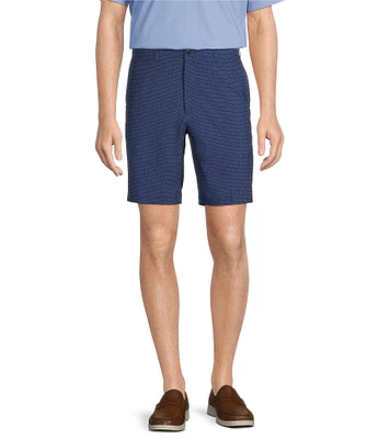 Roundtree & Yorke Performance Classic Fit Flat Front 9#double; Grid Heathered Shorts