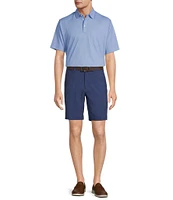 Roundtree & Yorke Performance Classic Fit Flat Front 9#double; Grid Heathered Shorts