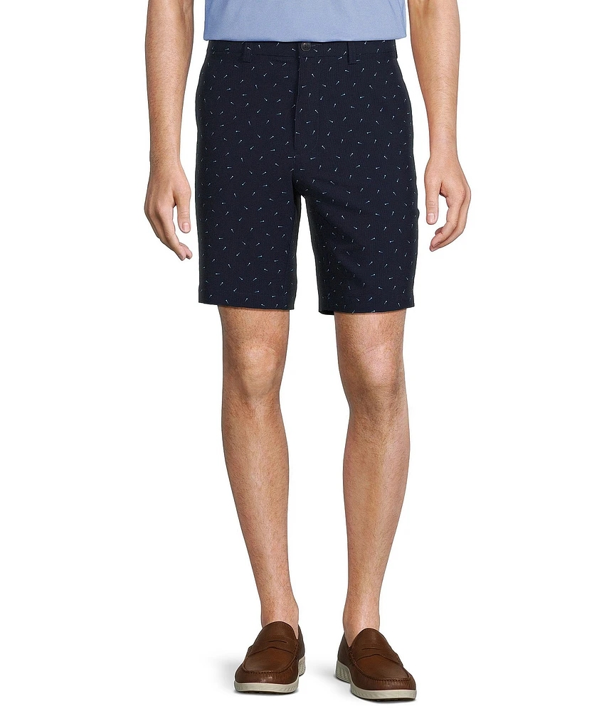 Roundtree & Yorke Performance Classic Fit Flat Front 9#double; Seersucker Shorts