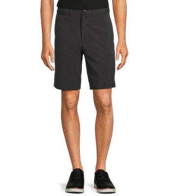 Roundtree & Yorke Performance Classic Fit Flat Front Houndstooth 9#double; Inseam Shorts