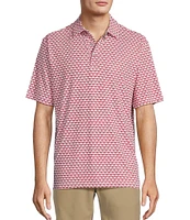 Roundtree & Yorke Performance Crab Print Short Sleeve Polo Shirt