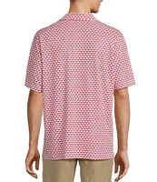 Roundtree & Yorke Performance Crab Print Short Sleeve Polo Shirt