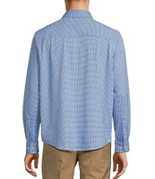 Roundtree & Yorke Performance Long Sleeve Mini Check Coat Front Shirt