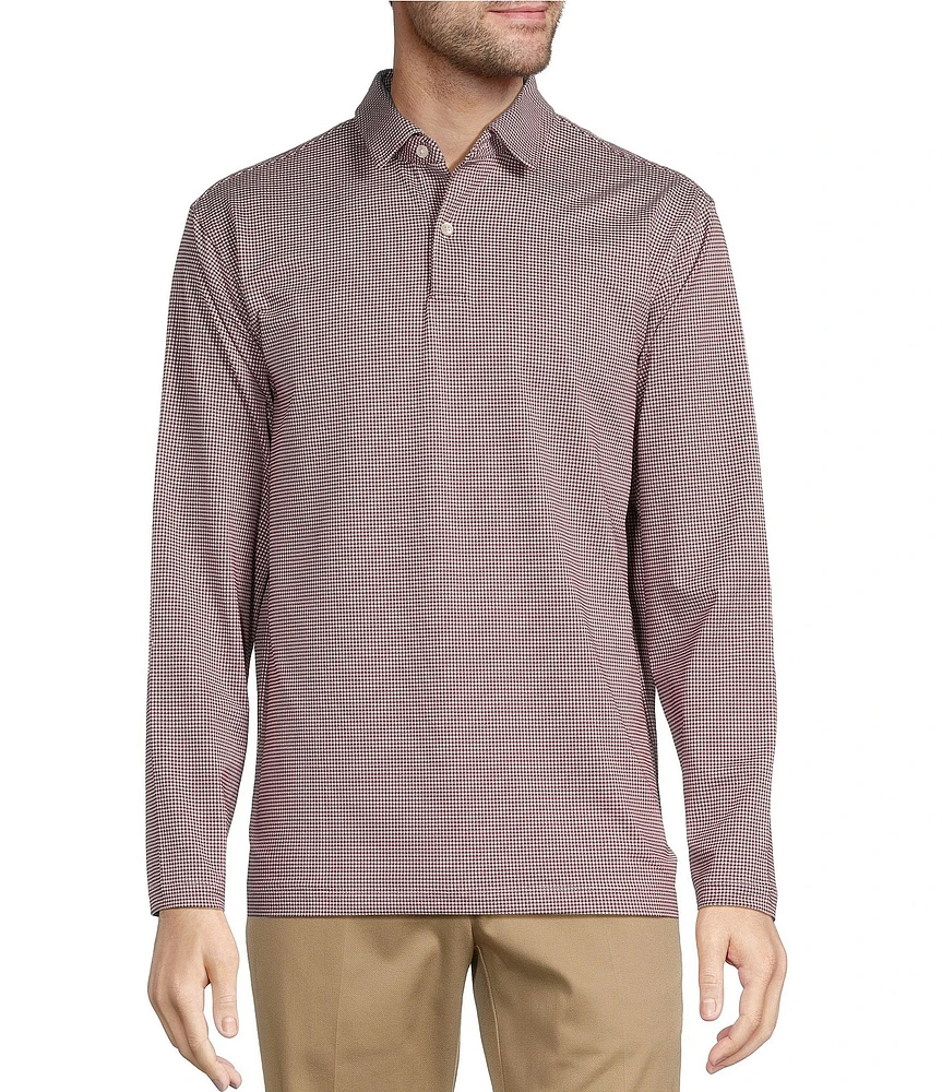 Roundtree & Yorke Performance Long Sleeve Mini-Pattern Polo Shirt