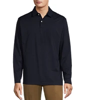 Roundtree & Yorke Performance Long Sleeve Tonal Mini-Pattern Polo Shirt