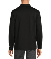 Roundtree & Yorke Performance Long Sleeve Tonal Mini-Pattern Polo Shirt