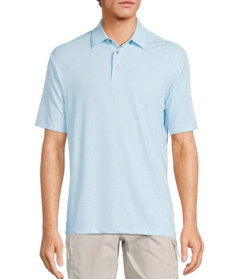 Roundtree & Yorke Performance Short Sleeve Geo Print Polo Shirt