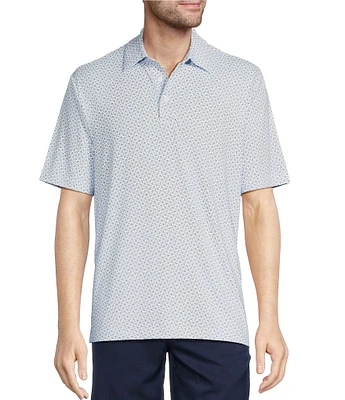 Roundtree & Yorke Performance Short Sleeve Geometric Fish Print Polo Shirt