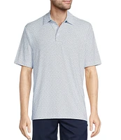 Roundtree & Yorke Performance Short Sleeve Geometric Fish Print Polo Shirt