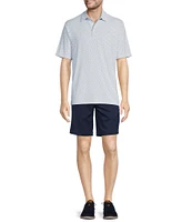 Roundtree & Yorke Performance Short Sleeve Geometric Fish Print Polo Shirt