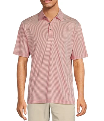 Roundtree & Yorke Performance Short Sleeve Horizontal Stripe Polo Shirt