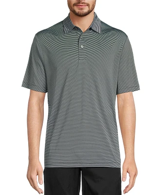 Roundtree & Yorke Performance Short Sleeve Horizontal Stripe Polo Shirt