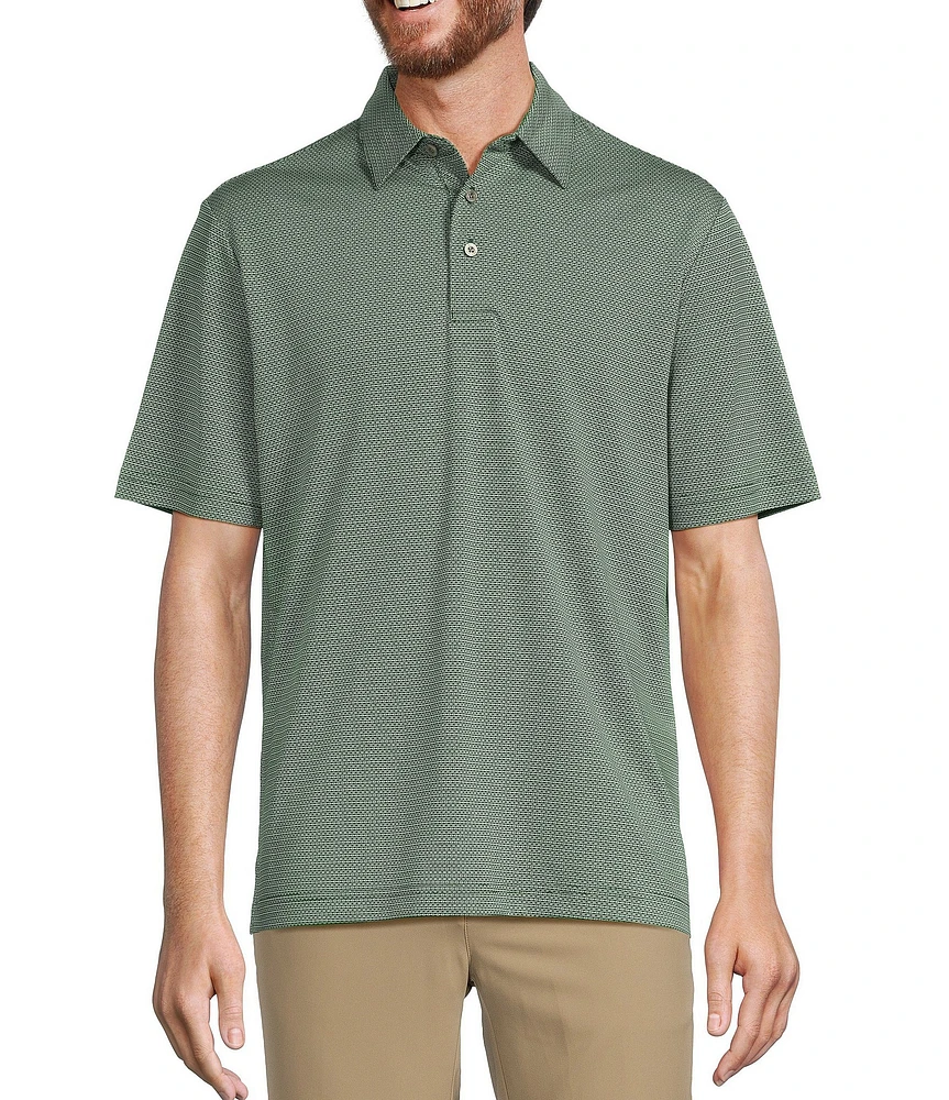 Roundtree & Yorke Performance Short Sleeve Horizontal Textured Jacquard Polo Shirt