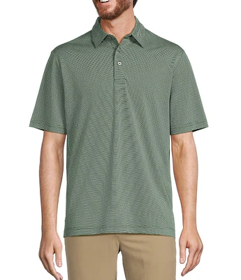 Roundtree & Yorke Performance Short Sleeve Horizontal Textured Jacquard Polo Shirt