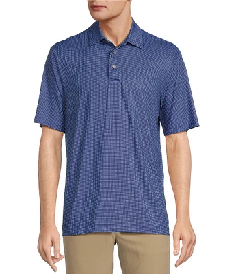 Roundtree & Yorke Performance Short Sleeve Micro Dot Print Polo Shirt