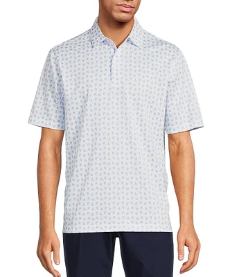 Roundtree & Yorke Performance Short Sleeve Mini Palm Tree Print Polo Shirt