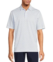 Roundtree & Yorke Performance Short Sleeve Mini Palm Tree Print Polo Shirt