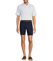 Roundtree & Yorke Performance Short Sleeve Mini Palm Tree Print Polo Shirt