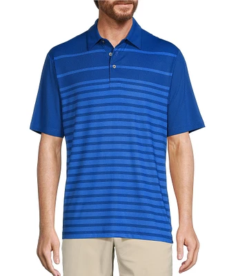 Roundtree & Yorke Performance Short Sleeve Placement Stripe Polo Shirt